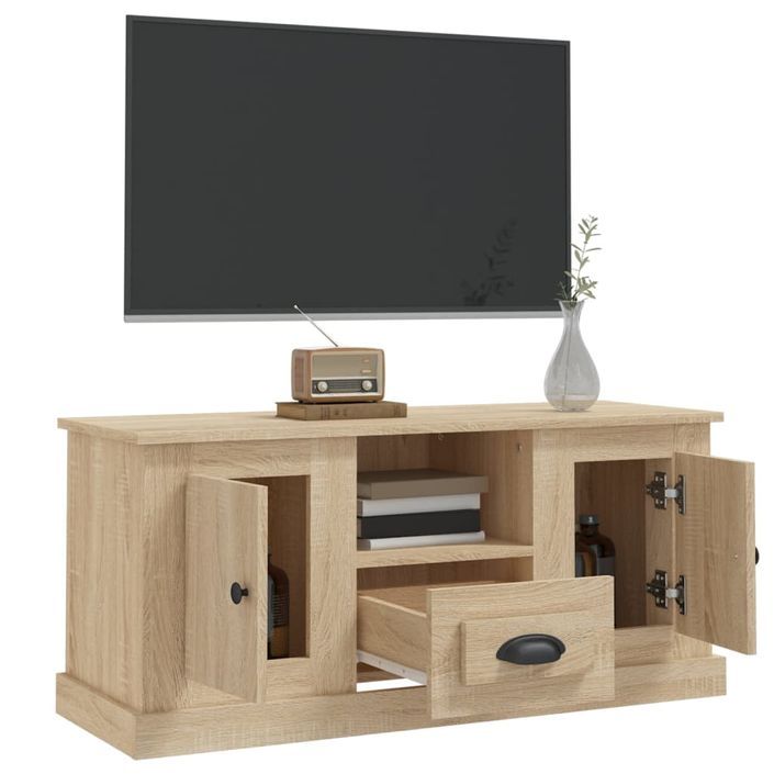 Meuble TV chêne sonoma 100x35,5x45 cm bois d'ingénierie - Photo n°5