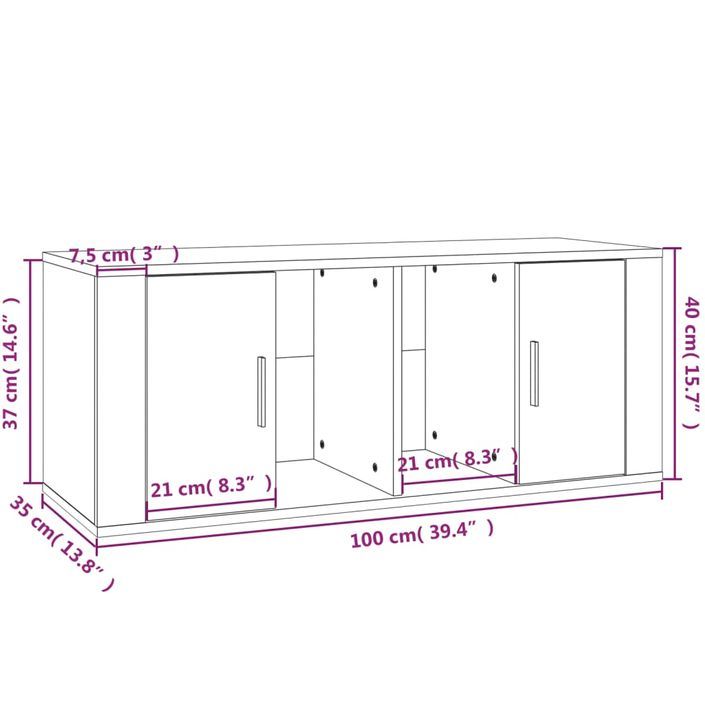 Meuble TV Chêne sonoma 100x35x40 cm Bois d'ingénierie - Photo n°9