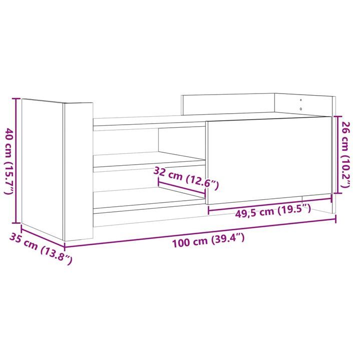 Meuble TV Chêne sonoma 100x35x40 cm Bois d'ingénierie - Photo n°11