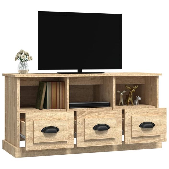 Meuble TV chêne sonoma 100x35x50 cm bois d'ingénierie - Photo n°5