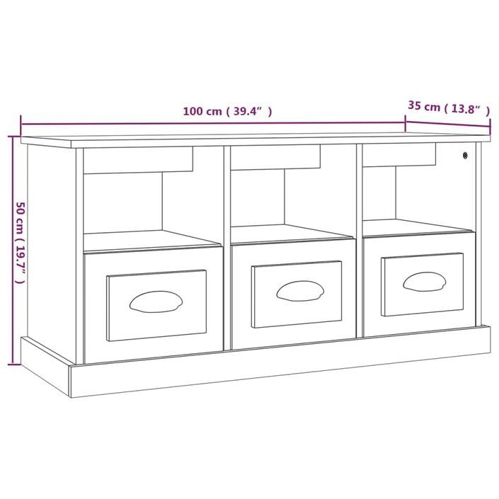 Meuble TV chêne sonoma 100x35x50 cm bois d'ingénierie - Photo n°10