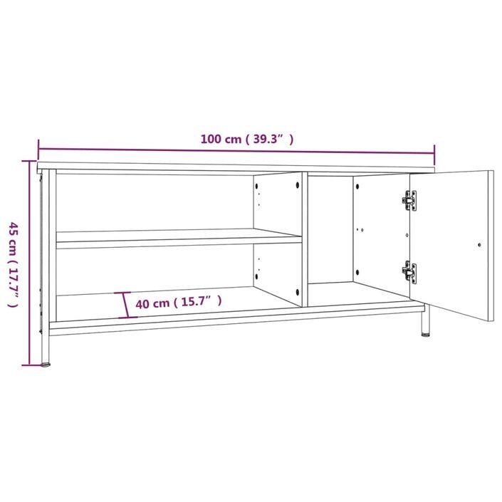 Meuble TV chêne sonoma 100x40x45 cm bois d'ingénierie - Photo n°10