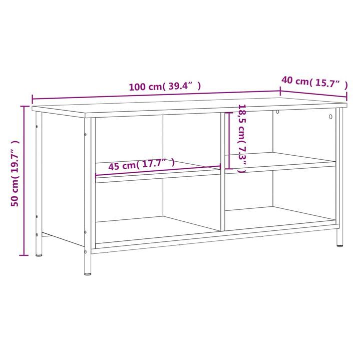 Meuble TV Chêne sonoma 100x40x50 cm Bois d'ingénierie - Photo n°9