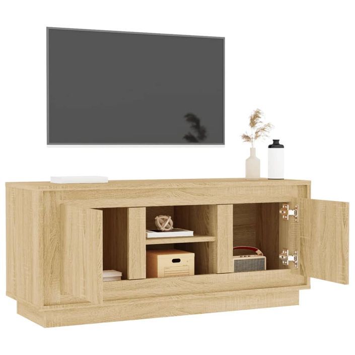 Meuble TV chêne sonoma 102x35x45 cm bois d'ingénierie - Photo n°5