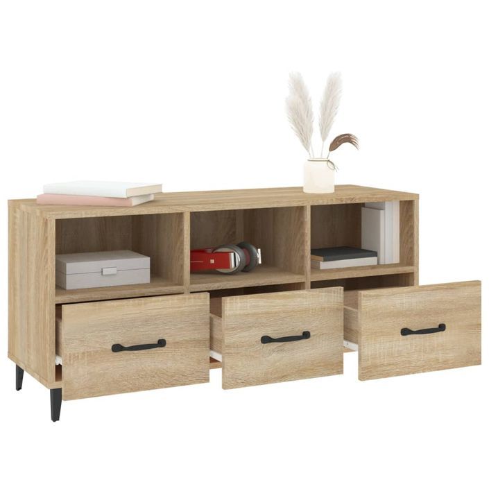 Meuble TV Chêne sonoma 102x35x50 cm Bois d'ingénierie - Photo n°4