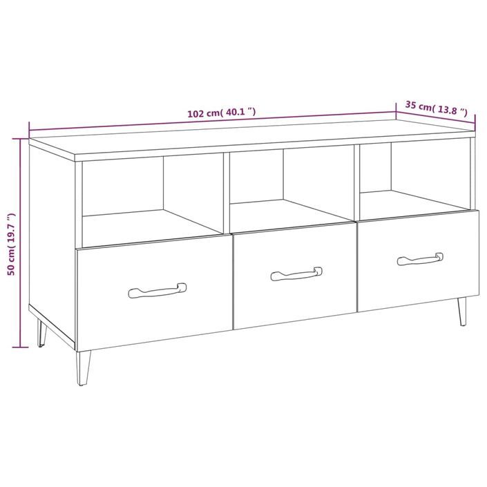 Meuble TV Chêne sonoma 102x35x50 cm Bois d'ingénierie - Photo n°8