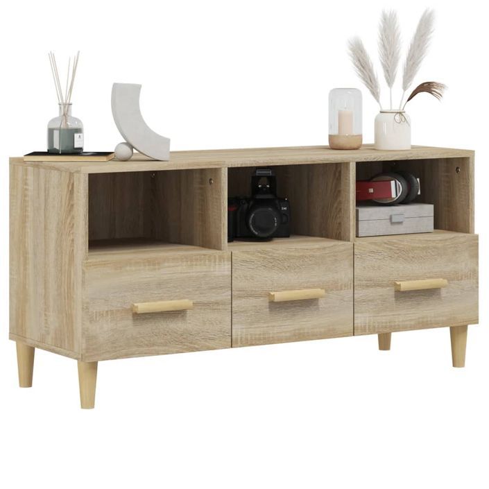 Meuble TV Chêne sonoma 102x36x50 cm Bois d'ingénierie - Photo n°4