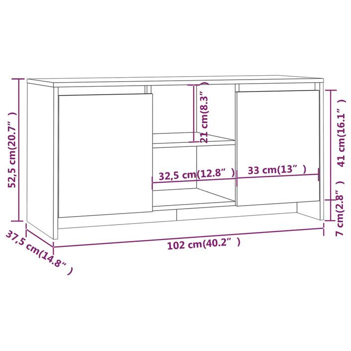 Meuble TV Chêne sonoma 102x37,5x52,5 cm Bois d'ingénierie - Photo n°8