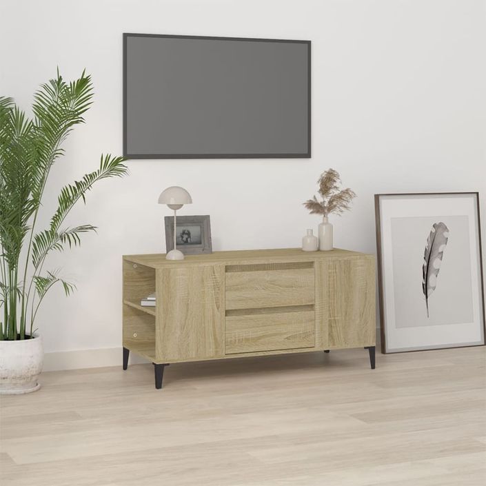 Meuble TV Chêne sonoma 102x44,5x50 cm Bois d'ingénierie - Photo n°2