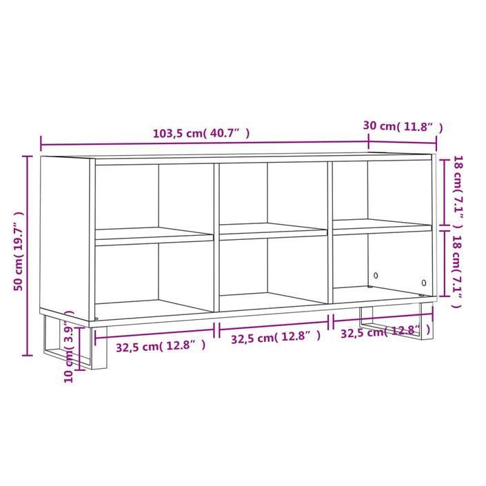 Meuble TV chêne sonoma 103,5x30x50 cm bois d'ingénierie - Photo n°9