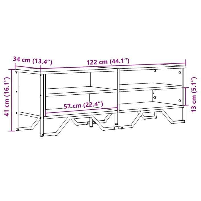 Meuble TV chêne sonoma 122x34x41 cm bois d'ingénierie - Photo n°9