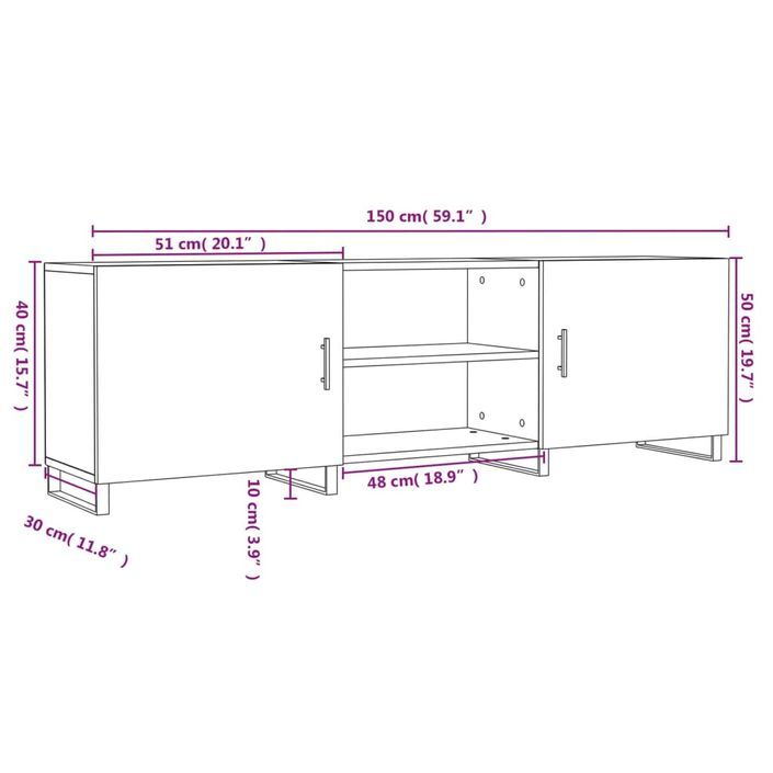 Meuble TV chêne sonoma 150x30x50 cm bois d'ingénierie - Photo n°12