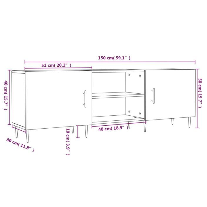 Meuble TV chêne sonoma 150x30x50 cm bois d'ingénierie - Photo n°12