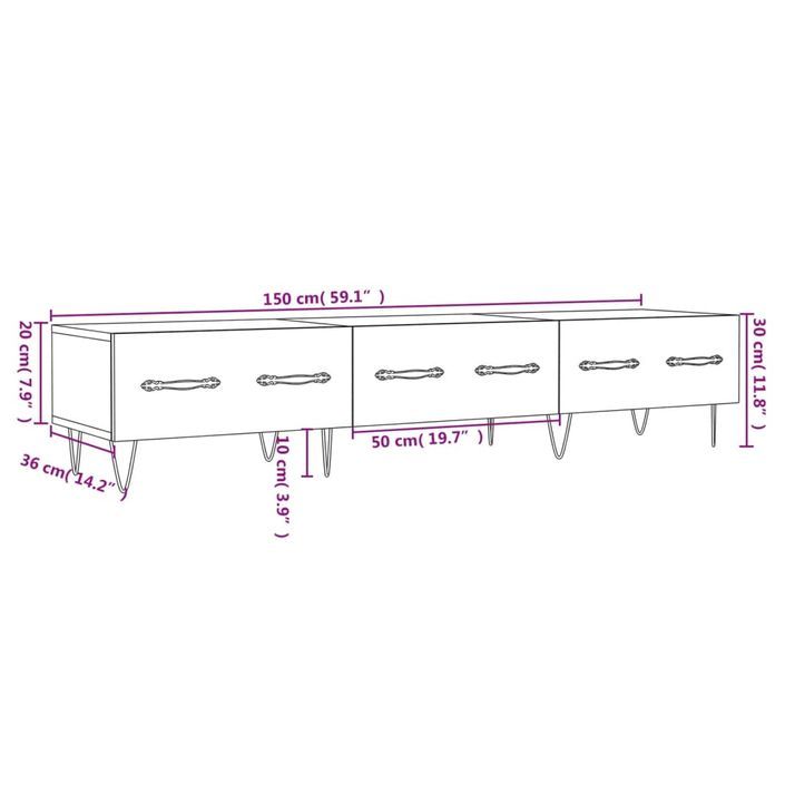 Meuble TV chêne sonoma 150x36x30 cm bois d'ingénierie - Photo n°12