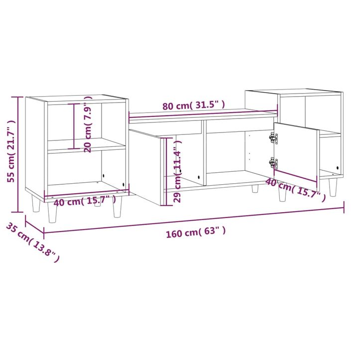 Meuble TV Chêne sonoma 160x35x55 cm Bois d'ingénierie - Photo n°10