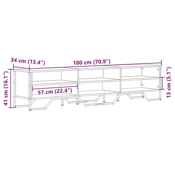 Meuble TV chêne sonoma 180x34x41 cm bois d'ingénierie - Photo n°9