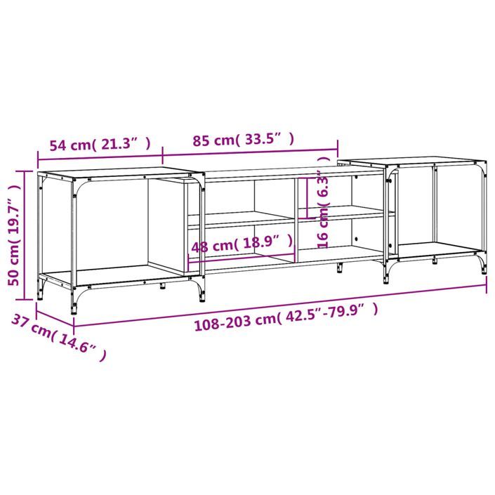 Meuble TV chêne sonoma 203x37x50 cm bois d'ingénierie - Photo n°10