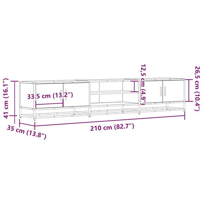 Meuble TV chêne sonoma 210x35x41 cm bois d'ingénierie - Photo n°10