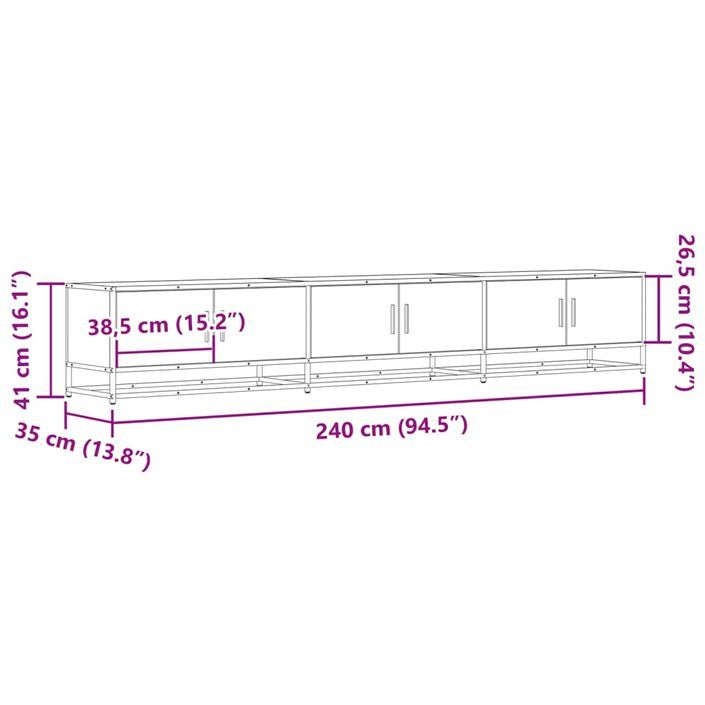 Meuble TV chêne sonoma 240x35x41 cm bois d'ingénierie - Photo n°10