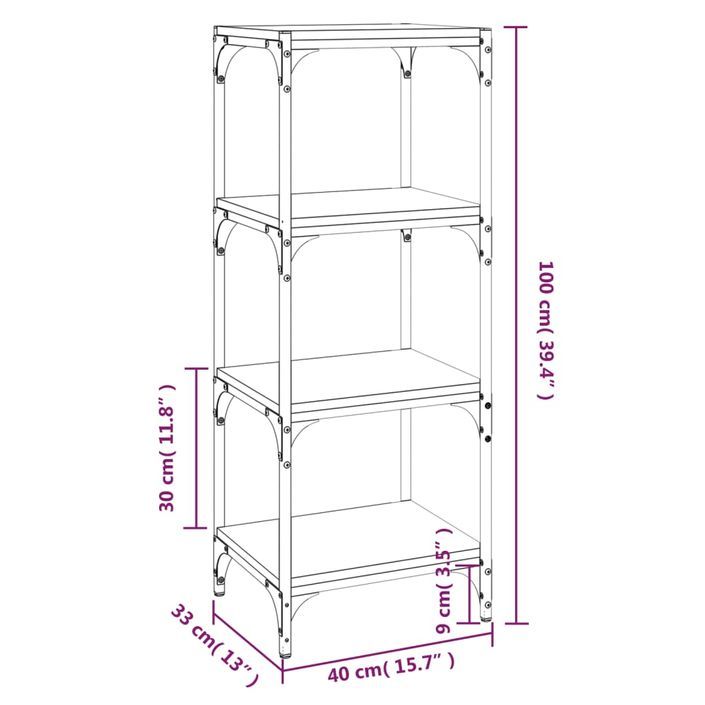 Meuble TV Chêne sonoma 40x33x100 cm Bois d'ingénierie et acier - Photo n°7