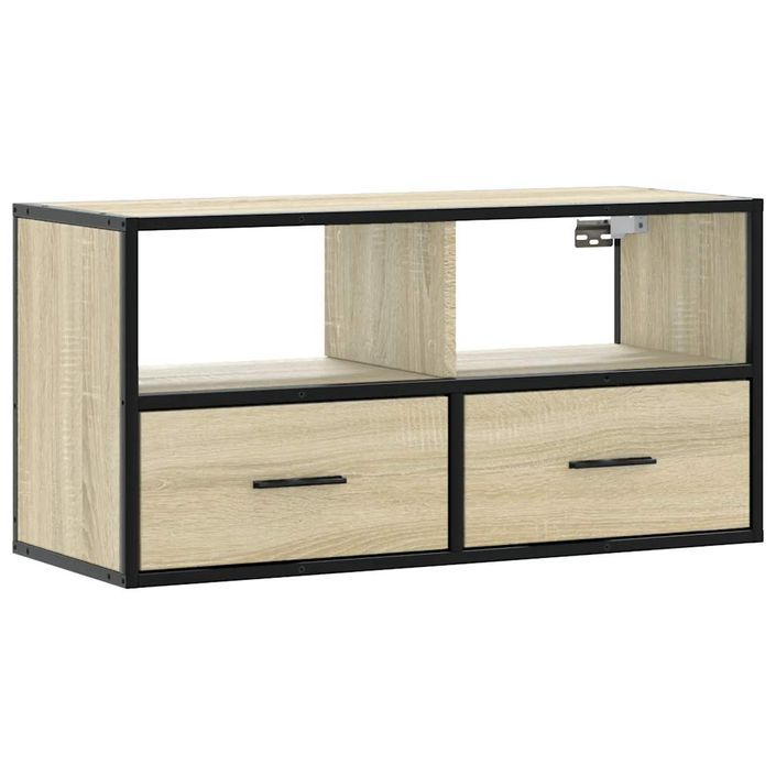 Meuble TV chêne sonoma 80x31x39,5 cm bois d'ingénierie et métal - Photo n°2