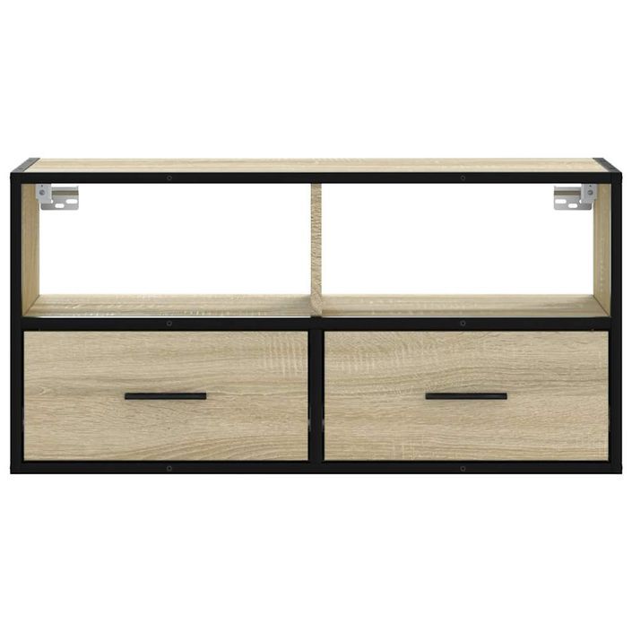 Meuble TV chêne sonoma 80x31x39,5 cm bois d'ingénierie et métal - Photo n°4