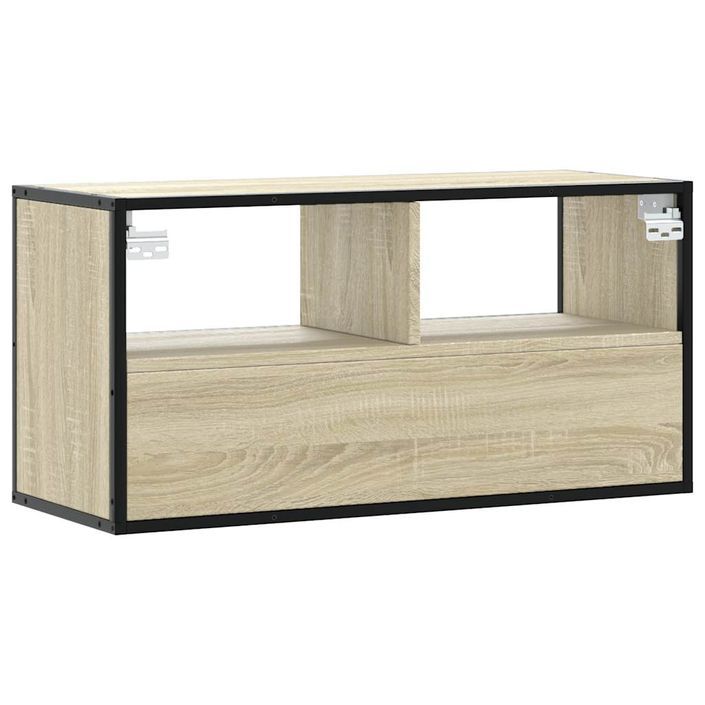 Meuble TV chêne sonoma 80x31x39,5 cm bois d'ingénierie et métal - Photo n°6