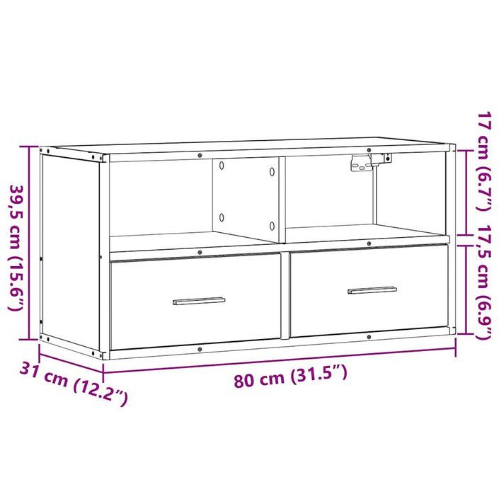 Meuble TV chêne sonoma 80x31x39,5 cm bois d'ingénierie et métal - Photo n°11