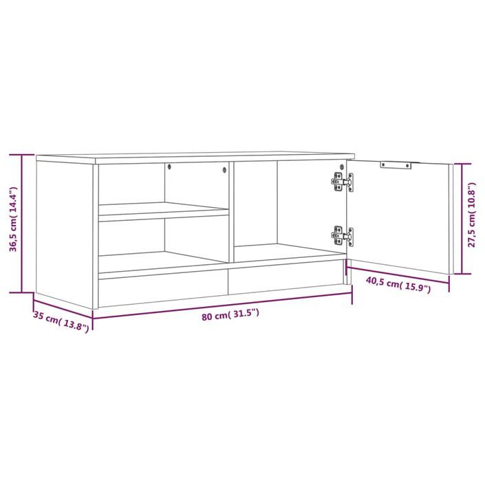 Meuble TV Chêne sonoma 80x35x36,5 cm Bois d'ingénierie - Photo n°9