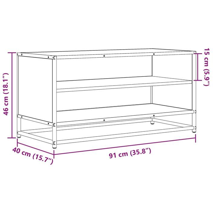 Meuble TV chêne sonoma 91x40x46 cm bois d'ingénierie et métal - Photo n°9