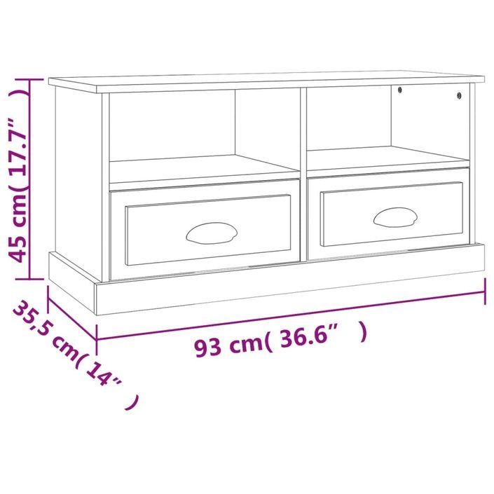 Meuble TV chêne sonoma 93x35,5x45 cm bois d'ingénierie - Photo n°10