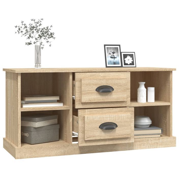 Meuble TV chêne sonoma 99,5x35,5x48 cm bois d'ingénierie - Photo n°5