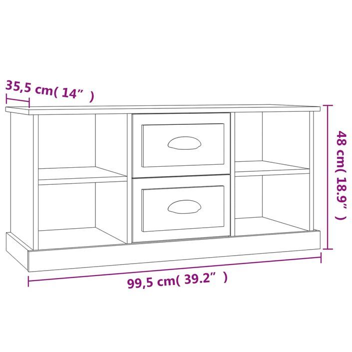 Meuble TV chêne sonoma 99,5x35,5x48 cm bois d'ingénierie - Photo n°9