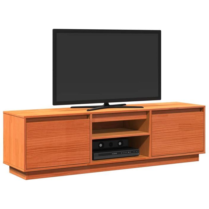 Meuble TV cire marron 140x35x40 cm bois pin massif - Photo n°4