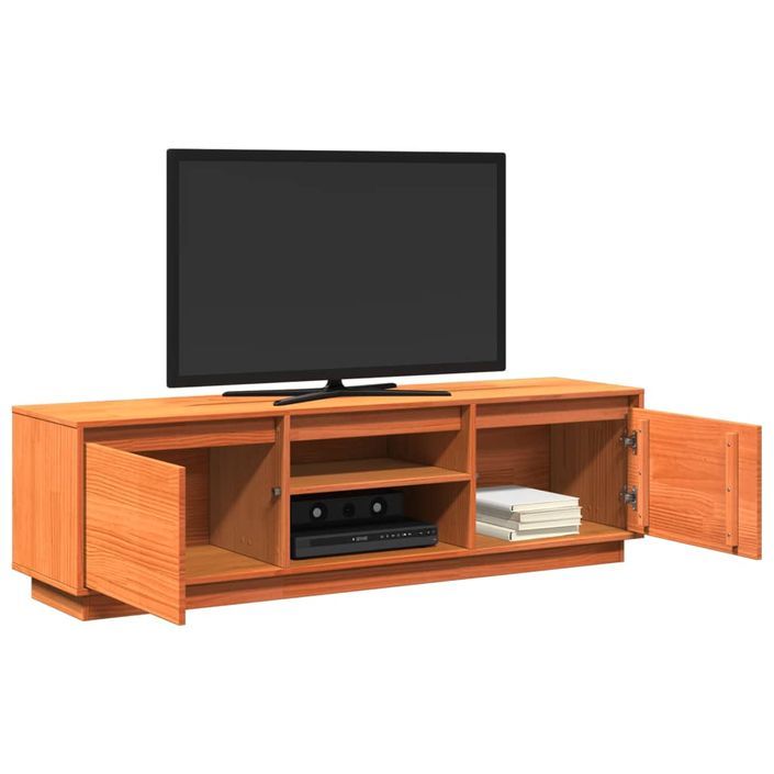 Meuble TV cire marron 140x35x40 cm bois pin massif - Photo n°5