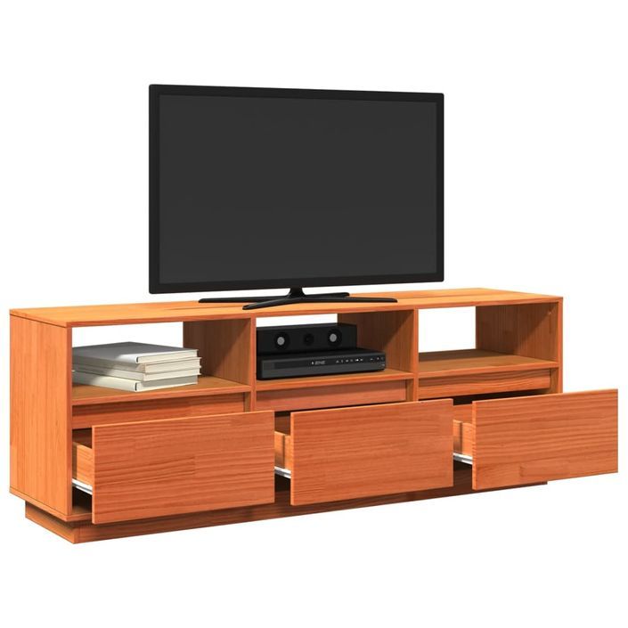 Meuble TV cire marron 140x37x50 cm bois pin massif - Photo n°5