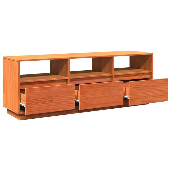 Meuble TV cire marron 140x37x50 cm bois pin massif - Photo n°9