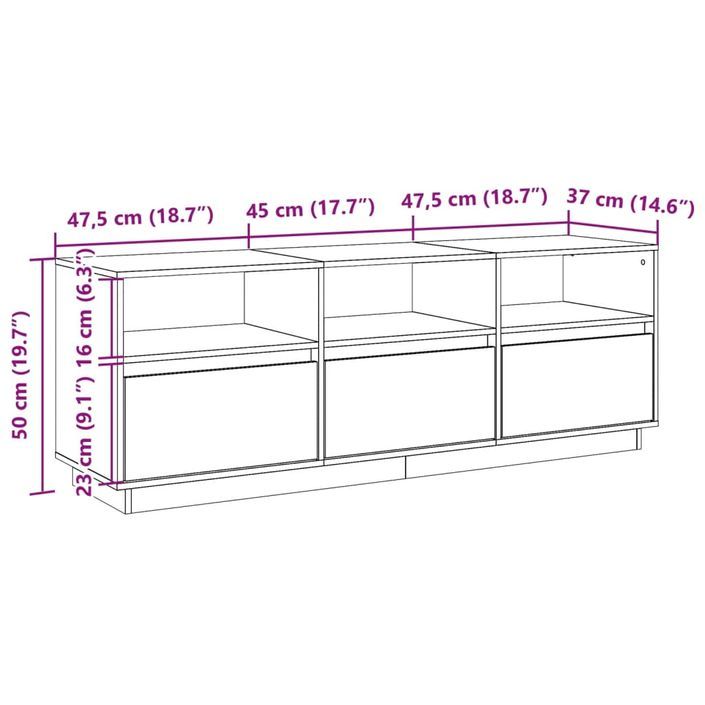 Meuble TV cire marron 140x37x50 cm bois pin massif - Photo n°12