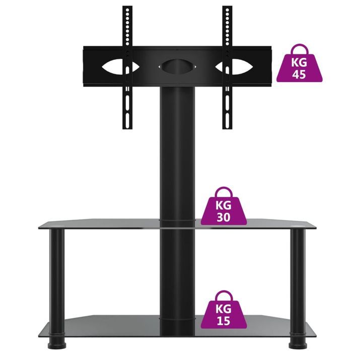 Meuble TV d'angle 2 niveaux pour 32-70 pouces noir - Photo n°6