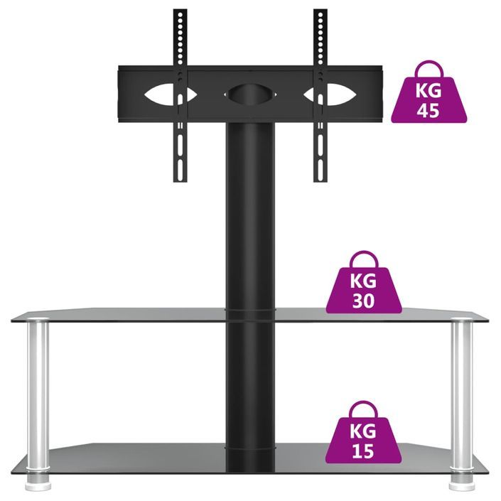 Meuble TV d'angle 2 niveaux pour 32-70 pouces noir argenté - Photo n°6