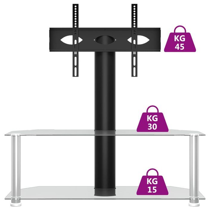 Meuble TV d'angle 2 niveaux pour 32-70 pouces noir argenté - Photo n°6