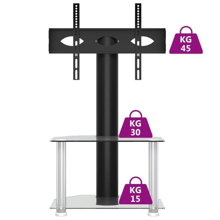 Meuble TV d'angle 2 niveaux pour 32-70 pouces noir argenté - Photo n°6