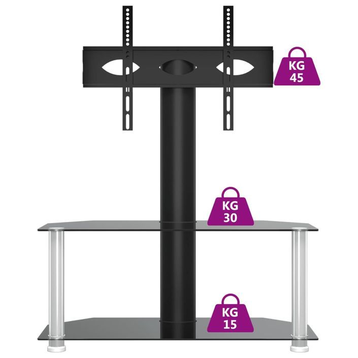 Meuble TV d'angle 2 niveaux pour 32-70 pouces noir argenté - Photo n°6