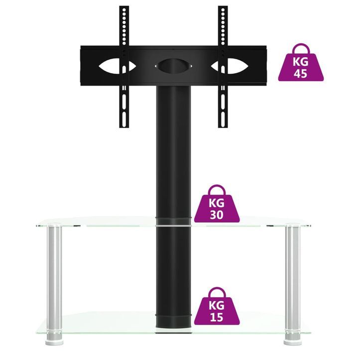 Meuble TV d'angle 2 niveaux pour 32-70 pouces noir argenté - Photo n°6