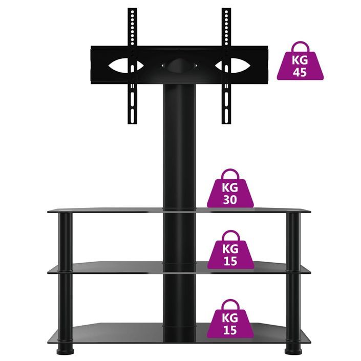 Meuble TV d'angle 3 niveaux pour 32-70 pouces noir - Photo n°6