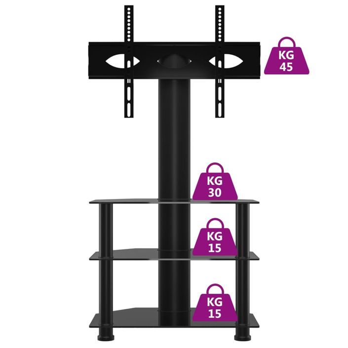 Meuble TV d'angle 3 niveaux pour 32-70 pouces noir - Photo n°6