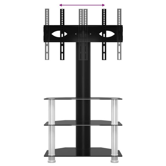 Meuble TV d'angle 3 niveaux pour 32-70 pouces noir et argenté - Photo n°7