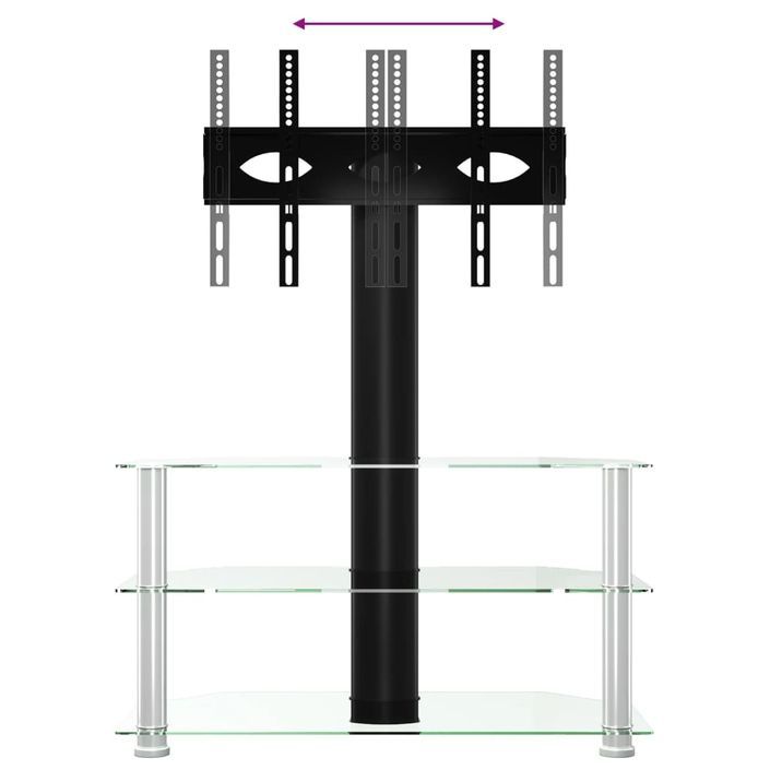 Meuble TV d'angle 3 niveaux pour 32-70 pouces noir et argenté - Photo n°7