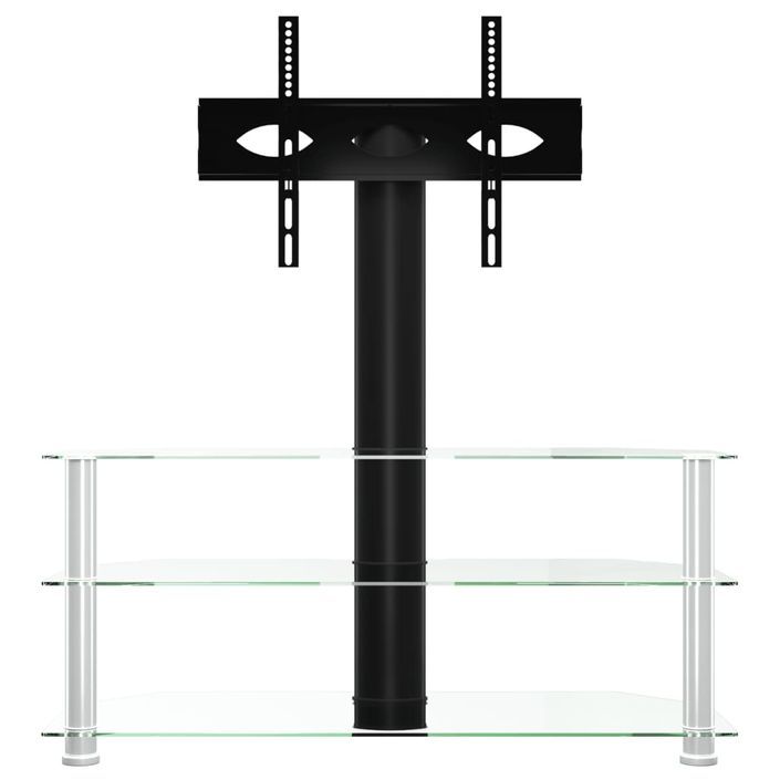 Meuble TV d'angle 3 niveaux pour 32-70 pouces noir et argenté - Photo n°5