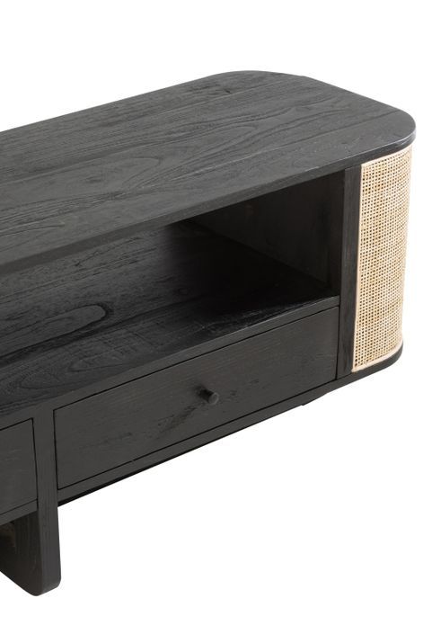 Meuble TV en bois noir exotique Gigi L 140 cm - Photo n°7